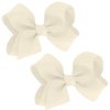 WD2U Girls Set of 2 Small Grosgrain 3" Pigtail Hair Bows French Clip Barrettes Cream Ivory