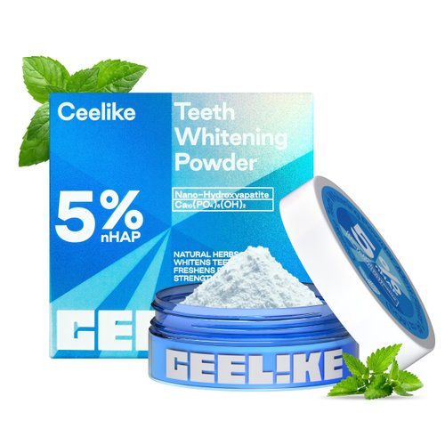 CEELIKE 5% Hydroxyapatite Tooth Whitening Powder – Strengthens Teeth & Gums, Whitening, Fluoride-Free, Ideal for Sensitive Teeth, 40g
