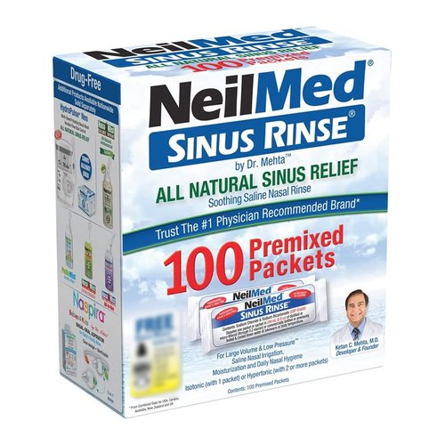 NeilMed Sinus Rinse All Natural Relief Premixed Refill Packets 100 Each