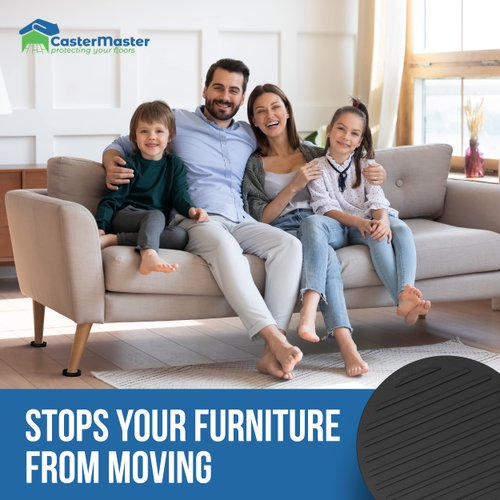 CasterMaster Non Slip Furniture Pads for Hardwood Floors - 2x2 Black Round Rubber Feet for Furniture - Anti Slip Couch Stoppers to Prevent Sliding - Floor Protectors (Set of 4)