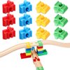 Foilswirl 24 Pcs Wooden Train Track Accessories Multicolor Wooden Track Connectors Compatible with Most Railroad Sets Educational Toys for Fun Toys Building Games Stem Kit