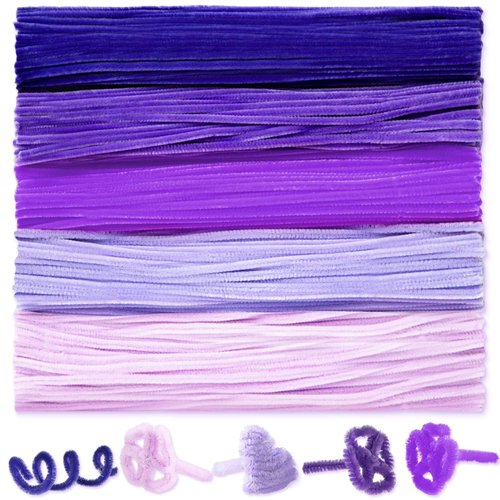 Peryiter 500 Pieces Pipe Cleaners Chenille Stems 12 Inch Craft Supplies Bulk for DIY Art and Craft Projects Creative Gift Wrapping Party Decorations(Purple)