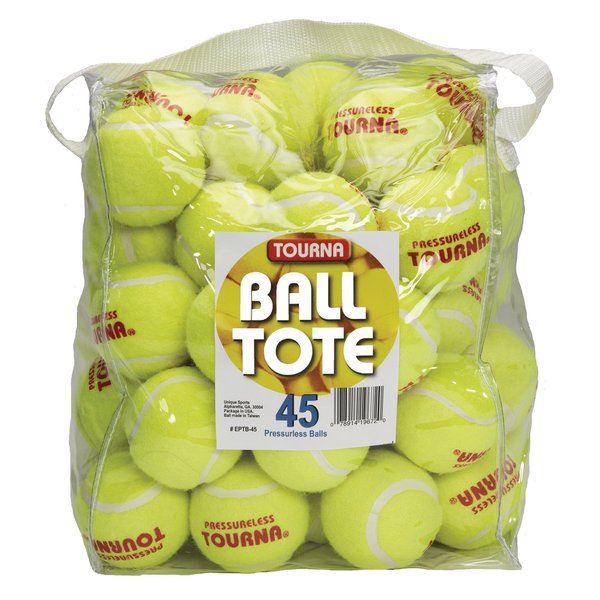 Tourna Pressureless Tennis Balls with Vinyl Tote (45 pack of balls)