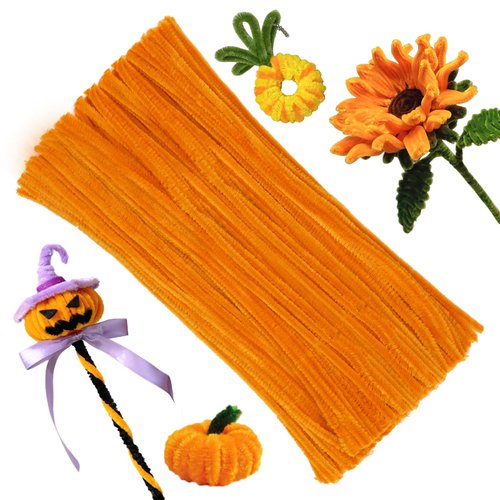 ZXIIXZ Chenille Stems Pipe Cleaners, 100 Pcs Pipe Cleaners Craft Supplies for DIY Hand Craft Arts Making, Festivals Decorations Craft/Orange