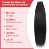 Seamless Clip in Hair Extensions Human Hair Full Head Natural Black PU Seamless Hair Extensions Straight 8pcs 120g Clip ins 100% Remy Human Hair Extensions For Women (18 inch, #1B)