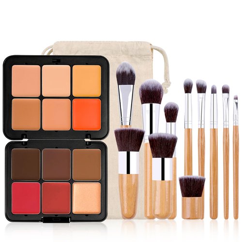 12 Colors Full Coverage Concealer Palette and 11 Pcs Makeup Brush, FantasyDay Long Lasting Lightweight Creamy Formula Xmas Makeup Contour Kit Color Corrector Conceal Moisturizing Foundation Camouflage
