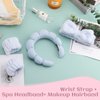 ATROCH Sponge Spa Headbands & Wristband Set,Puffy Makeup Headband Set for Washing Face,Soft Towel Skin Care Head Band,Cute Hair Band Shower 4 Pcs