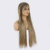 BTWTRY Braided Synthetic Lace Front Wigs for Women Ombre Honey Blond Heat Resistant Fiber Hair Micro Braided Hair Box Braids Wig African American Hair (24inch, 4T/Honey Blonde)
