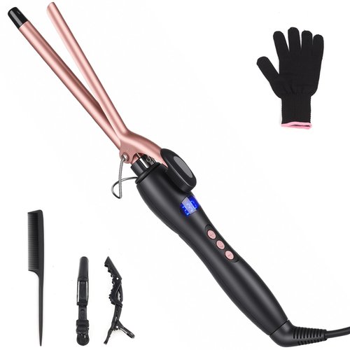 Curling Wand 13MM, Thin Curling Iron Tight Curls for All Hair Types, LCD Display 100-230°C, Ceramic Barrel Hair Curling Wand Long&Short Hair Culer Pro Curling Tongs