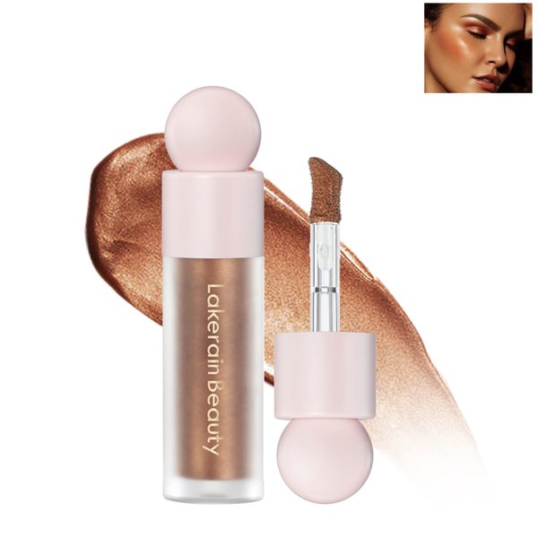 Liquid Face Highlighter Makeup, Multifunctional Liquid Luminizer Contour Stick, Natural Sparkly Glitter Body Shimmer Liquid Bronzer, Luminous Lotion Soft Light for Cheek Eyes Lips, Christmas Gift-04#