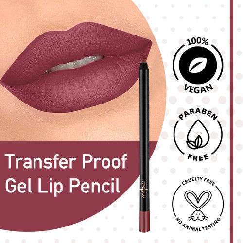 Mellow Cosmetics Gel Lip Pencil - Matte Liner for Women - Long-Lasting & No Bleeding - Organic, Natural, Vegan, Cruelty-Free - Paraben-Free Makeup - Adria - Adria