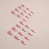 Medium Long Press on Nails Ombre Pink Fake Nails Glossy Glitter Full Cover Glue on Nails Bling Designs Natural Nude False Nails Reusable Artificial Acrylic False Nails for Women Manicure Salon Kit