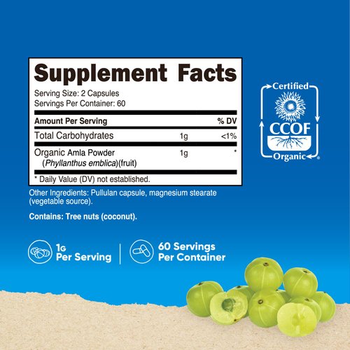 Nutricost Amla 1000mg, 120 Vegetarian Capsules - CCOF Certified Made with Organic, Non-GMO, Gluten Free, 60 Servings