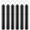 Bokon 6 Pcs Portable Toothpick Holder Airtight Aluminum Metal Tube Joint Tube Storage Tube Waterproof Pocket Purse Tube Container Holder with Keychain for Travel Picnic(Black, Black)