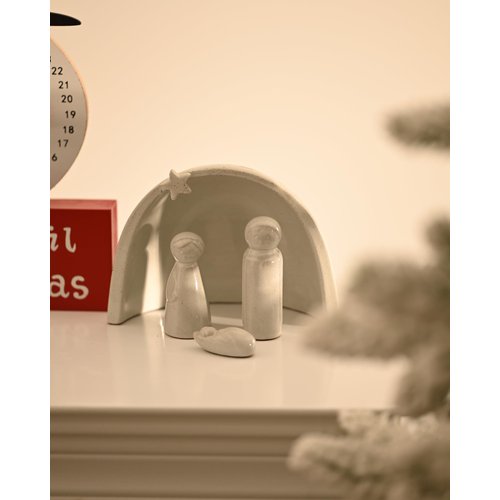 WONDROUS' DECO Porcelain Nativity Scene Set,4Pcs Ceramic Christmas Tabletop Scene-4.5" Tall,Small Modern Nativity Ornament,Christmas Indoor Decor,Mini Sets&Nativity Figures,Unique Xmas