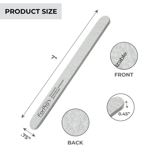 ForPro Professional Collection ForPro Zebra Foam Board, 80/80 Grit, Double-Sided Manicure Nail File, 7 inches L x .75 inches W, Black, 50 Count