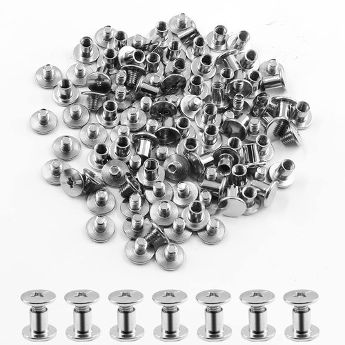 Cionyce 50 Sets M5 x 6mm Chicago Screw Posts Binding Screws, Phillips Chicago Binding Screws Assorted Kit for Leather, Scrapbook, Book, Photo Albums