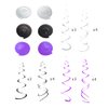 Purple Black and Silver Foil Swirl Hanging Decoration Streamer for Birthday Graduation Wedding Party Supplies, Pack of 21