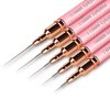5Pcs Nail Art Liner Brushes,Liner Brush for Nails,Nail Art Brush for Long Lines,Thin Details,Fine Drawing,Liner Brush UV Gel Polish Painting Nail Design Sizes 7/9/11/15/25mm (Pink)