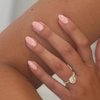 KQueenest Pastel Peach Pink Press On Nails Short Oval,Natural Round Fake Nails,Thick Acrylic Nails Press Ons,Short Almond Nails Glue on,One Color Gel Stick On Nails Set For Tiny Average Wide Nail Beds