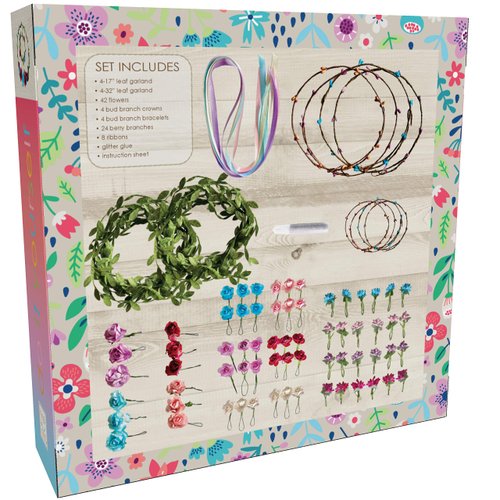 Hapinest Make Your Own Flower Crown Kit & Bracelet Craft Kit, DIY Flower Crown Making Kit Headband Making Kit Perfect Birthday Gifts, Arts and Crafts for Girls & Boys Ages 6 7 8 9 10 Years Old & Up