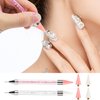 Kaychan Rhinestone Picker Tool 2 Acrylic Handle Rhinestones Applicator Dual-Ended DIY Nail Art Tool with 4 Extra Wax Tips and 1 Tweezer