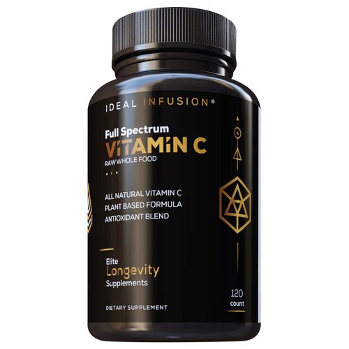 Ideal Infusion Raw Whole Food Vitamin C Complex: 100% Plant Based Vitamin C Made with Oranges and Food Based Bioflavanoids (60 Servings) No Synthetic Ascorbic Acid, Vegan
