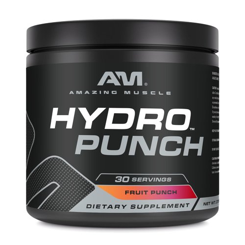 Amazing Muscle Hydro Punch Powder | Hydration + Electrolyte Blend | Contains Vitamin B, C, Betaine Anhydrous & More | 30 Servings (30 Servings, Fruit Punch)