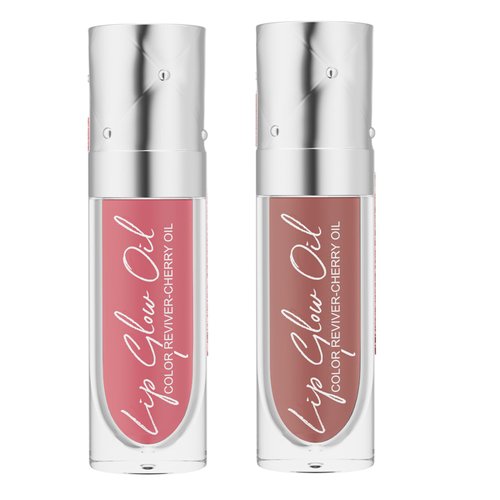 Yanqina 2PCS Velvet Matte Lip Stain Lip Gloss Cherry Oil (06Antique Pink&10Reddish Brown)