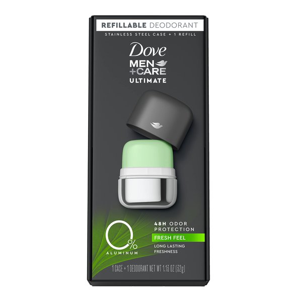Dove Men+Care Refillable Deodorant Kit 0 percent Aluminum Fresh Feel Aluminum Free Deodorant 1.13 oz