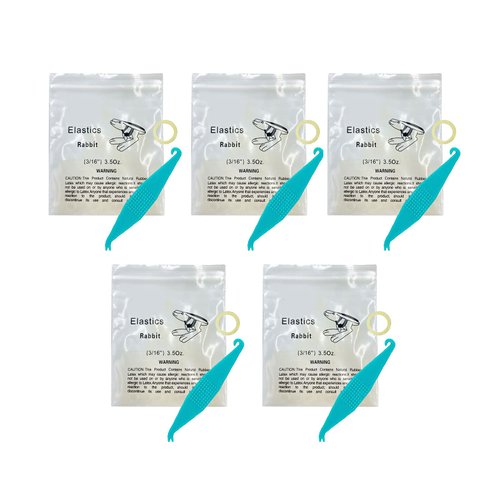 3/16 Inch Orthodontic Elastic Rubber Bands, 500 Pack Medium 3.5 Ounce Rubberbands Dreadlocks Hair Braids Fix Tooth Gap, 5 Pack Free Elastic Placer for Braces