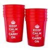 Decorative Things Red Plastic Cups Disposable Cups Party Cups Red Cups Plastic Keep Calm and Carry On Tumblers Pk 8 Reusable Plastic Drinking Glasses