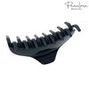 Parcelona French Boss Thin and Narrow Glossy Black Medium Covered Spring Jaw Hair Claw Clip Clutcher Clamp for Fine and Long Hair Types