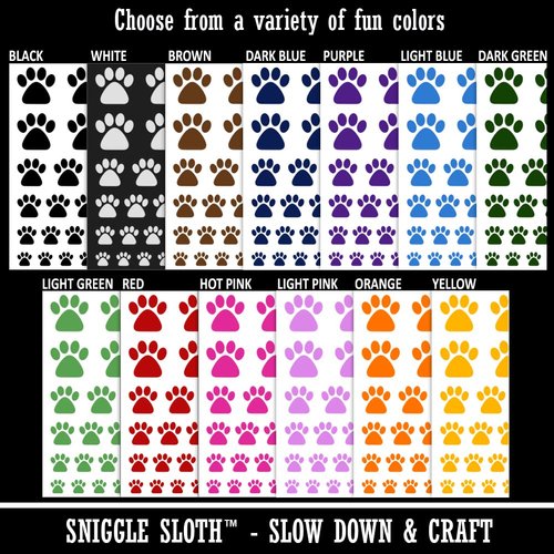 Paw Print Solid Temporary Tattoo Water Resistant Fake Body Art Set Collection - Black (One Sheet)