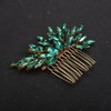 Teyglen Bridal Wedding Hair Comb Gold Green Rhinestone Handmade Headpiece for Brides and Girls