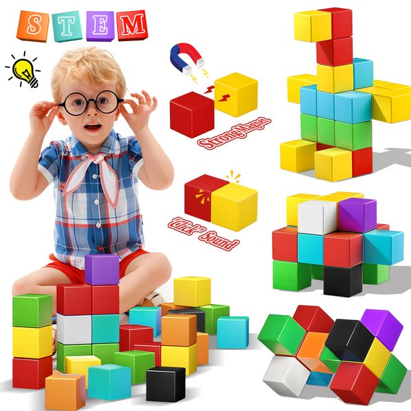 ROHSCE Magnetic Blocks Building Toys for Toddlers 3-5, Building Blocks Toys for Toddlers 3 Year Old Boys & Girls,Magnetic Toys for Kids, Stacking STEM Montessori Toys