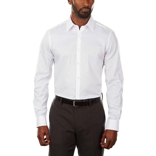 Van Heusen mens Slim Fit Flex Collar Stretch Solid Dress Shirt, White, 15.5 Neck 32 -33 Sleeve Medium US