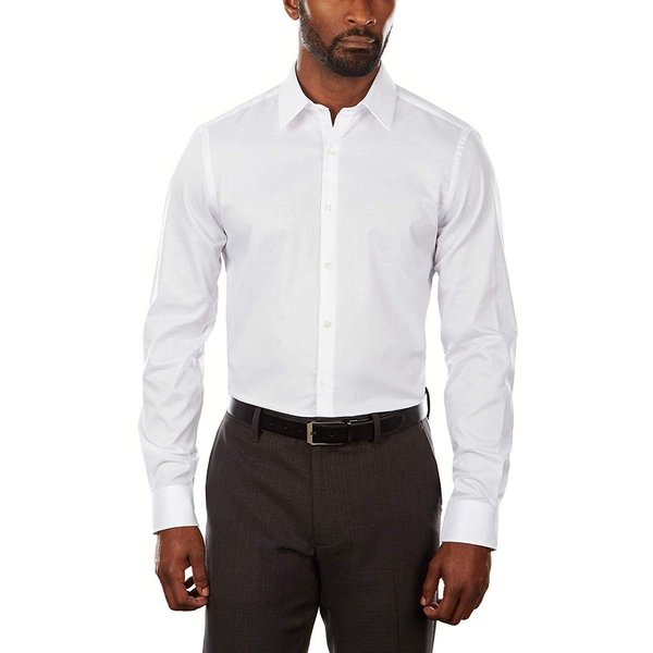 Van Heusen mens Slim Fit Flex Collar Stretch Solid Dress Shirt, White, 15.5 Neck 32 -33 Sleeve Medium US