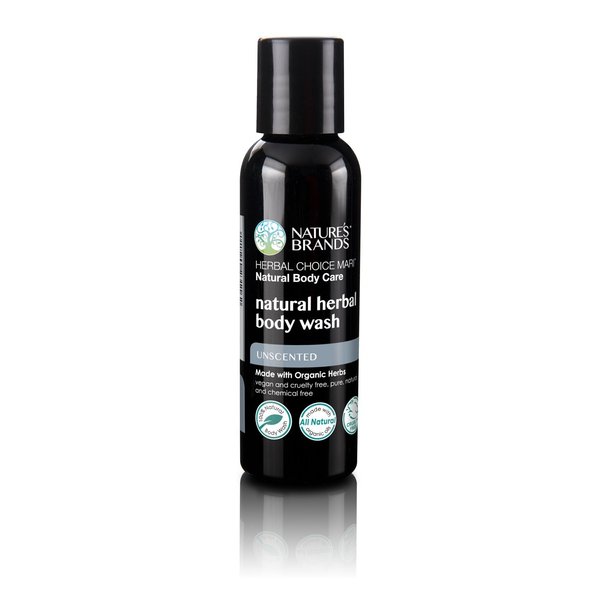 Nature's Brands Organic Herbal Body Wash by Herbal Choice Mari (Unscented, 2 Fl Oz Bottle) - No Toxic Synthetic Chemicals - TSA-Approved Travel Size