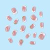 Press on Short Square Acrylic Fake Nails with Apricot Design Full Cover False Glossy Nude Glue on Artificial Stick on Nails for Women 24Pcs (French White Rhinestones)