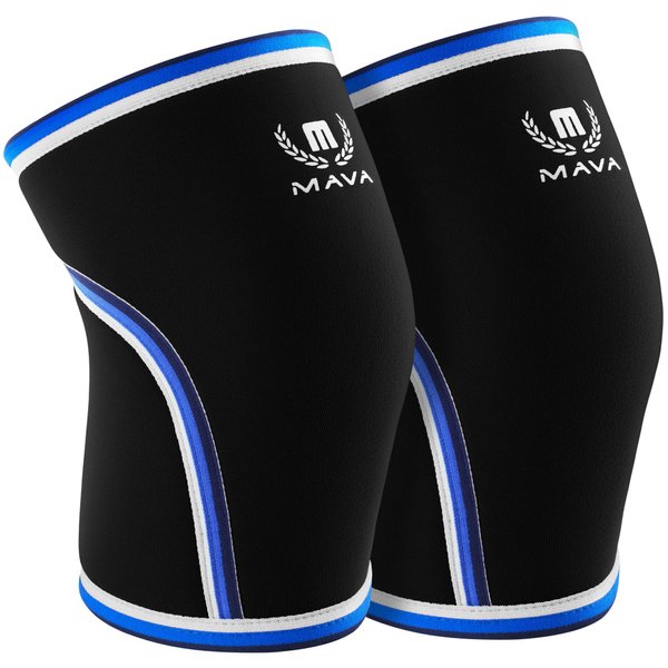 Mava Sports Pair of Knee Compression Sleeves Neoprene 7mm for Men & Women for Weightlifting, Cross Training WOD, Squats, Gym Workout, Powerlifting (Black, L)