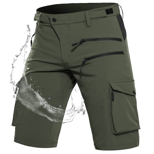 Wespornow Men's-Hiking-Shorts Tactical Shorts Lightweight-Quick-Dry-Outdoor-Cargo-Casual-Shorts for Hiking Cycling (Green,L)
