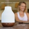 Essential Oil Diffuser Lamp, White Ceramic + Brown Wood, Ultrasonic 180ml Whispersoft, 4 Timers | 5 Light Settings, Auto Shut Off, Home + Office, Humidifier Air Purifier Aromatherapy