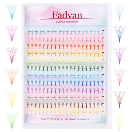 Colored Lash Extensions 240PCS 10D Colored Lashes Premade Fans Eyelash Extensions 0.07 D Curl 12 Color Lashes Extension 14mm Soft and Light Weight Colored Individual Lashes (12 Color-0.07C, 14mm）