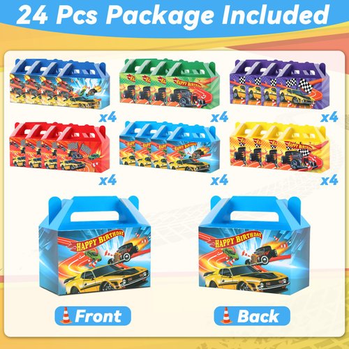 12Pcs Race Car Party Treat Boxes Hot Car Gift Box Birthday Party Supplies Wheels Wild Goodie Gift Boxes Race Car Party Favor Box for Kid Boy Wheels Car Birthday Baby Shower Game Party Decoration