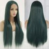 Looxey 13x6 Lace Front Wigs Synthetic 24 Inch Long Straight Wigs Pre Plucked Green Lace Frontal Wigs Glueless Wigs for Women Girls Daily Wear