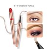 Anifer Liquid Microblading Black Eyebrow Pencil. - Waterproof, Long-Lasting, Natural, 4-Point Fork-Tip Eyebrow Pen（Black 4#）