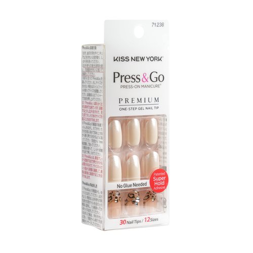 Kiss New York Press and Go False Nails Press On Nails Full Cover Nails Tips with Self Adhesive Tabs (Leopard French)