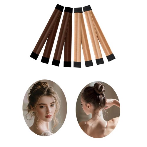 Hair Bun Maker for Ballet, Kids, and Women, Effortless Bun Maker for Long Hair, 2 Brown,2 Light Brown