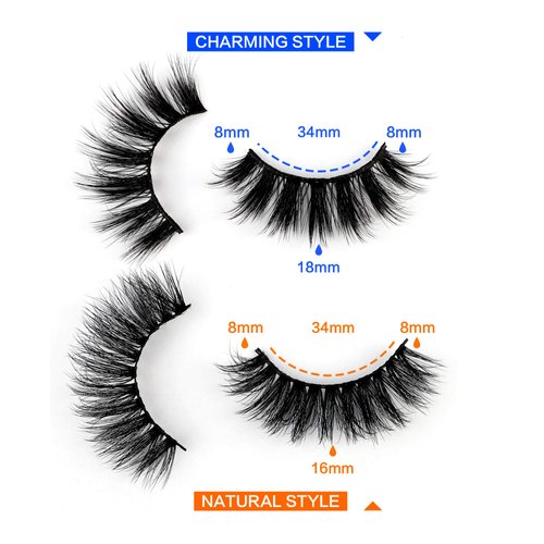 JIMIRE 20 Pairs False Eyelashes 2 Styles Mixed Fluffy Eyelashes Natural Volume Wispy Faux Mink Lashes Pack